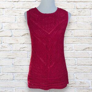 Lucky Brand Crochet Tank Top - Deep Red Size Small